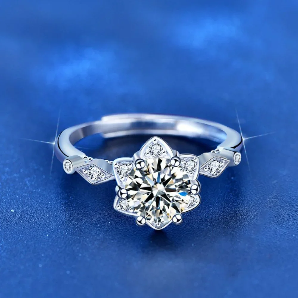 Certified 1ct. t.w. Moissanite Diamond Flower Ring NEW F
